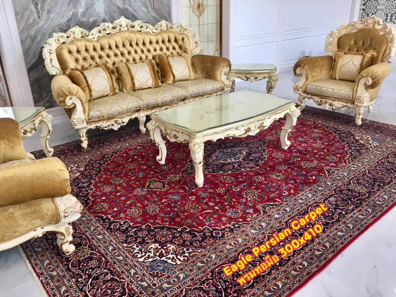 พรมเปอร์เซียทอมือ ขนาด 300 × 410 ซม. ในบ้านลูกค้า Eagle Persian Carpet